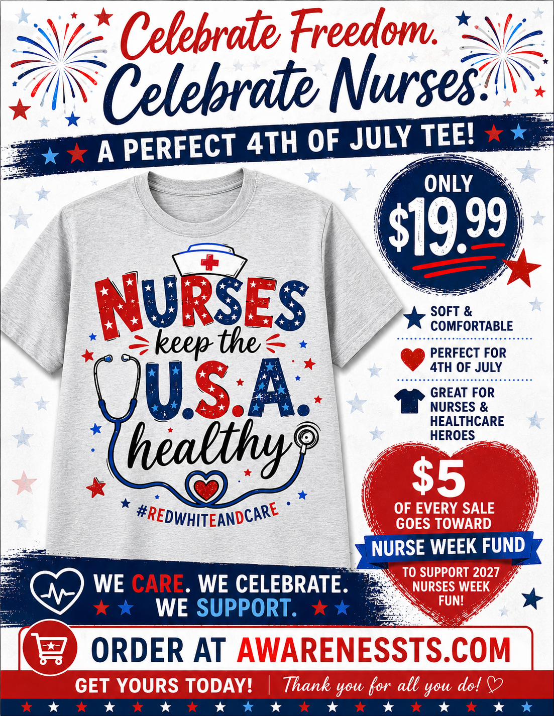 4th of July Nurse's Shirt