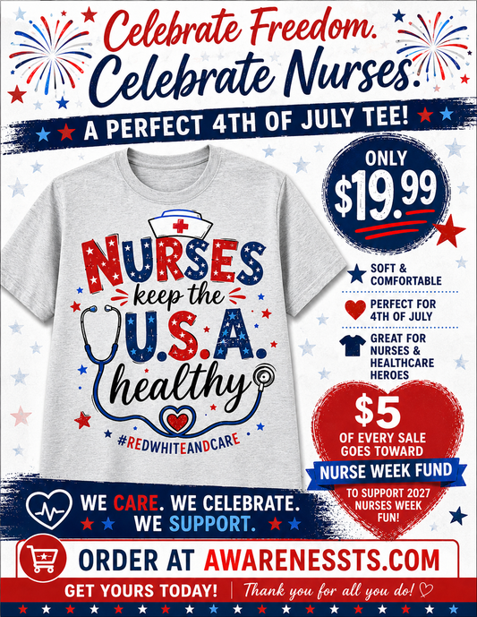 4th of July Nurse's Shirt #RedWhiteandCare
